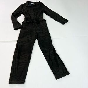 Level 99 Jumpsuit Womens Large Green Black Linen Midnight Camo Marlow Flight